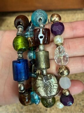 Artisan Multicolor Glass Beaded Bracelet Set – Boho Lampwork Style